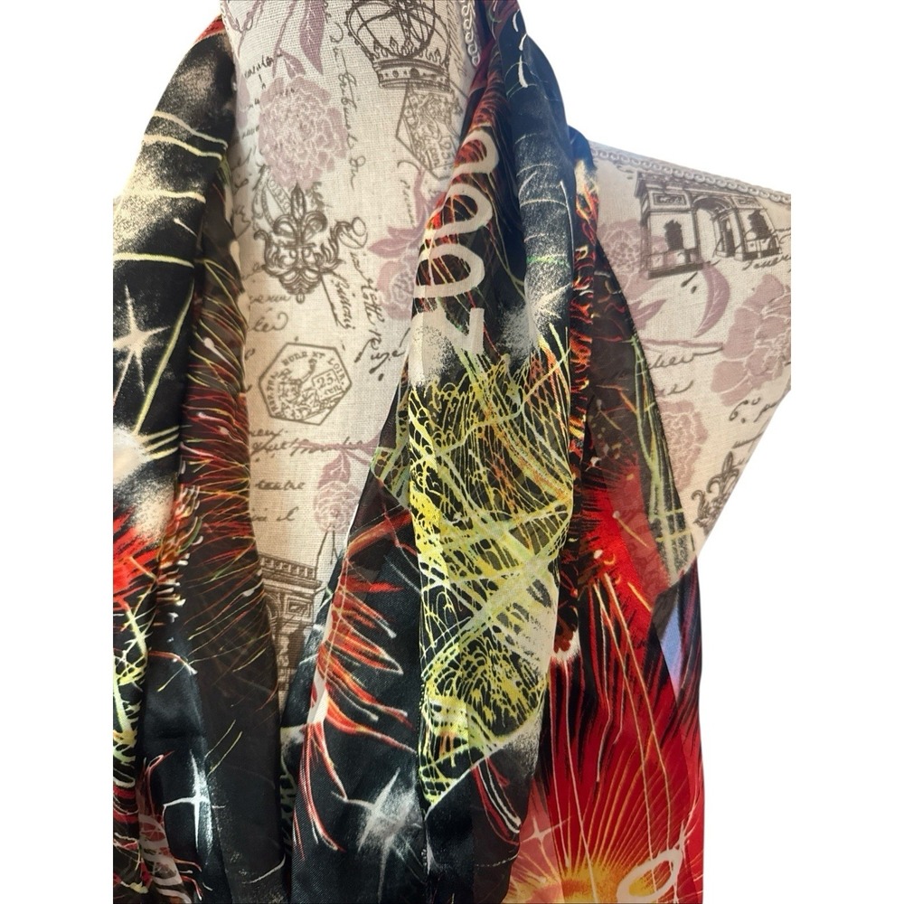 Women's VTG HTF Year 2000 Y2K New Year's Eve Scarf Multi Color 60" L  13.5" W